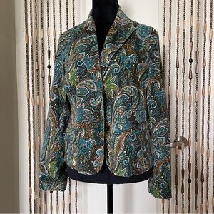 Jones Wear Jeans Paisley Jacket Womens Size 12
